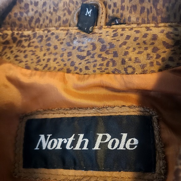 Vintage 80s North Pole Suede Leather Cropped Batwing Jacket Coat Animal Print M - Picture 5 of 8
